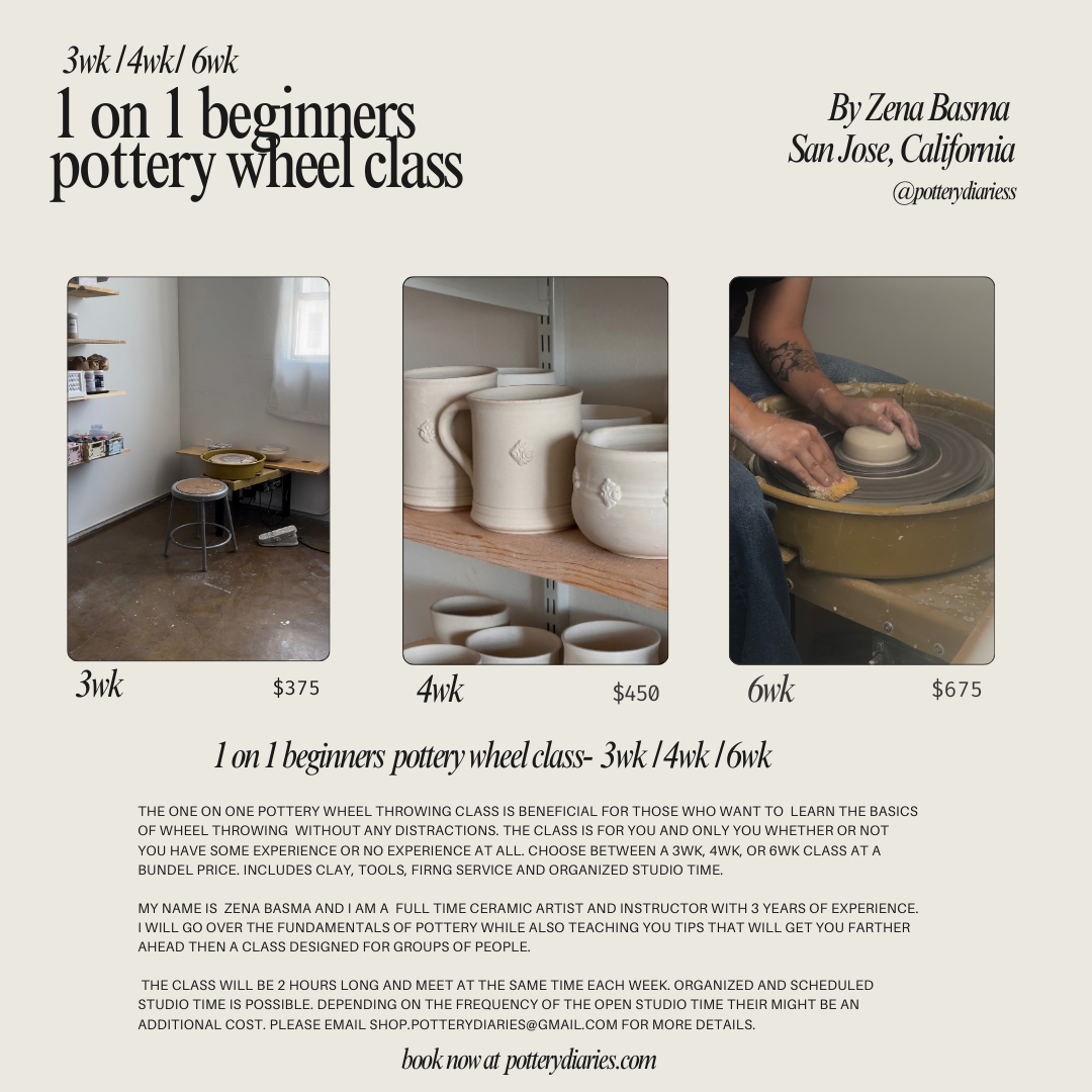 6 week 1 on 1 beginners pottery wheel class