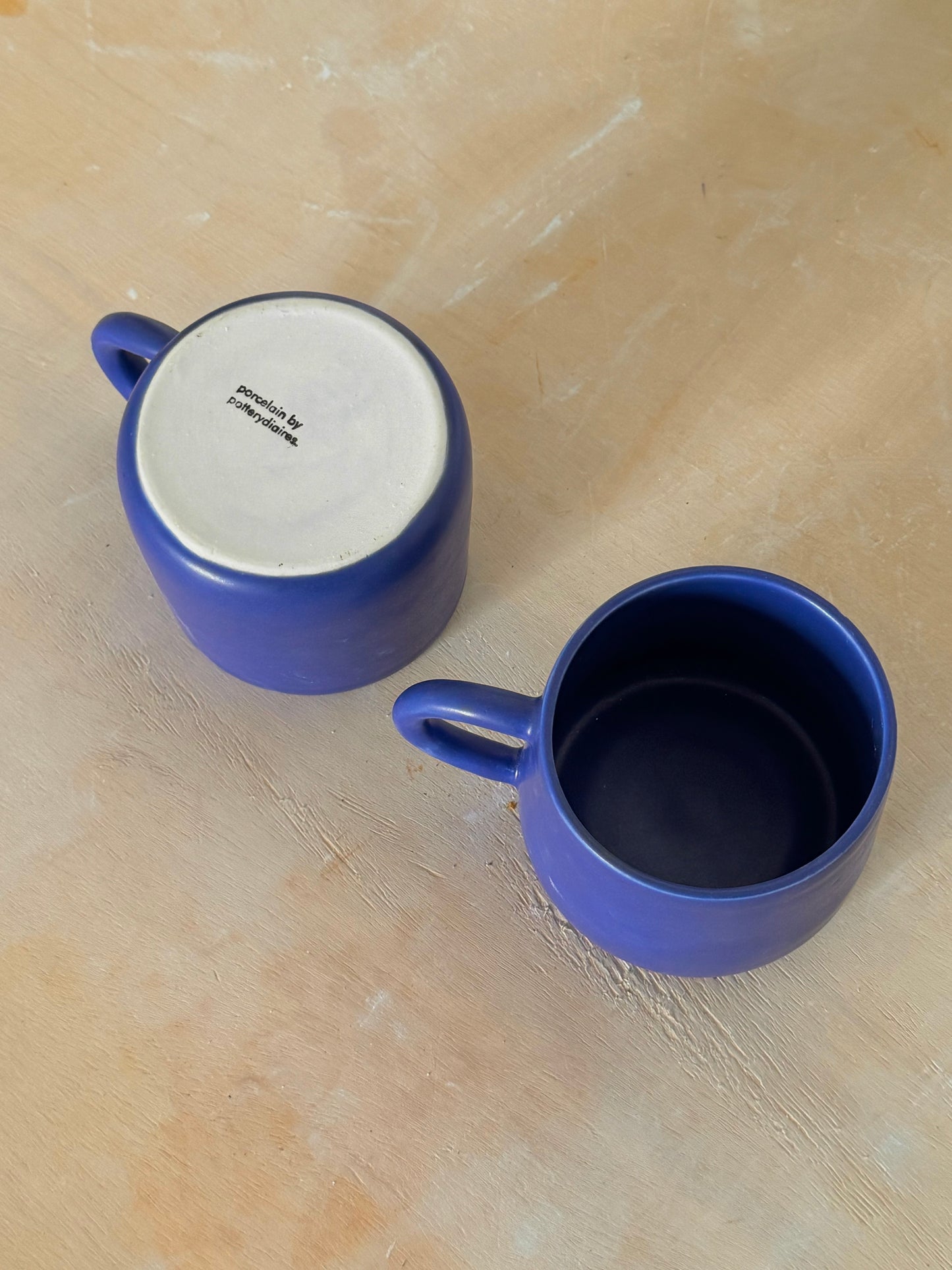 Satin Cobalt porcelain mugs