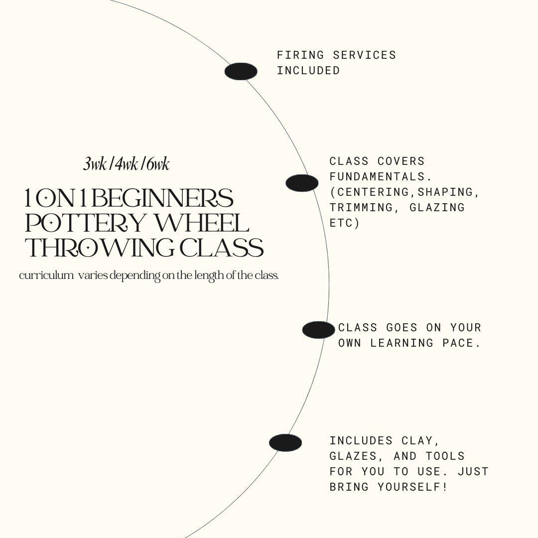3wk 1 on 1 beginners pottery wheel class.