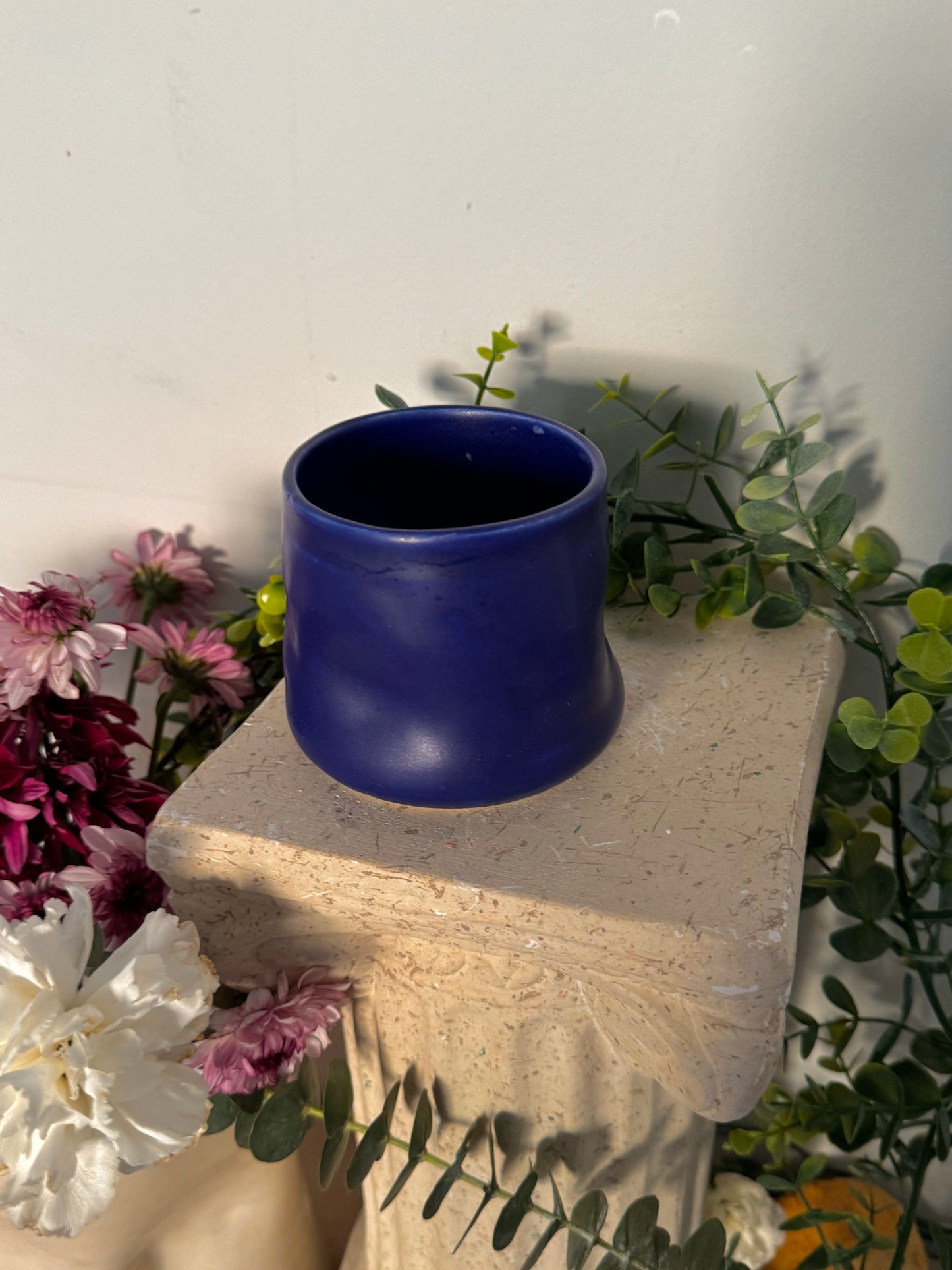 Irregular Satin Cobalt Blue Cup