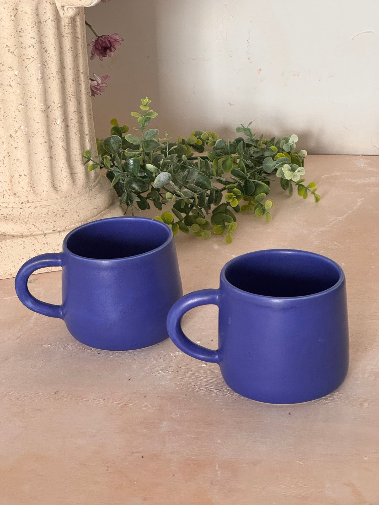 Satin Cobalt porcelain mugs