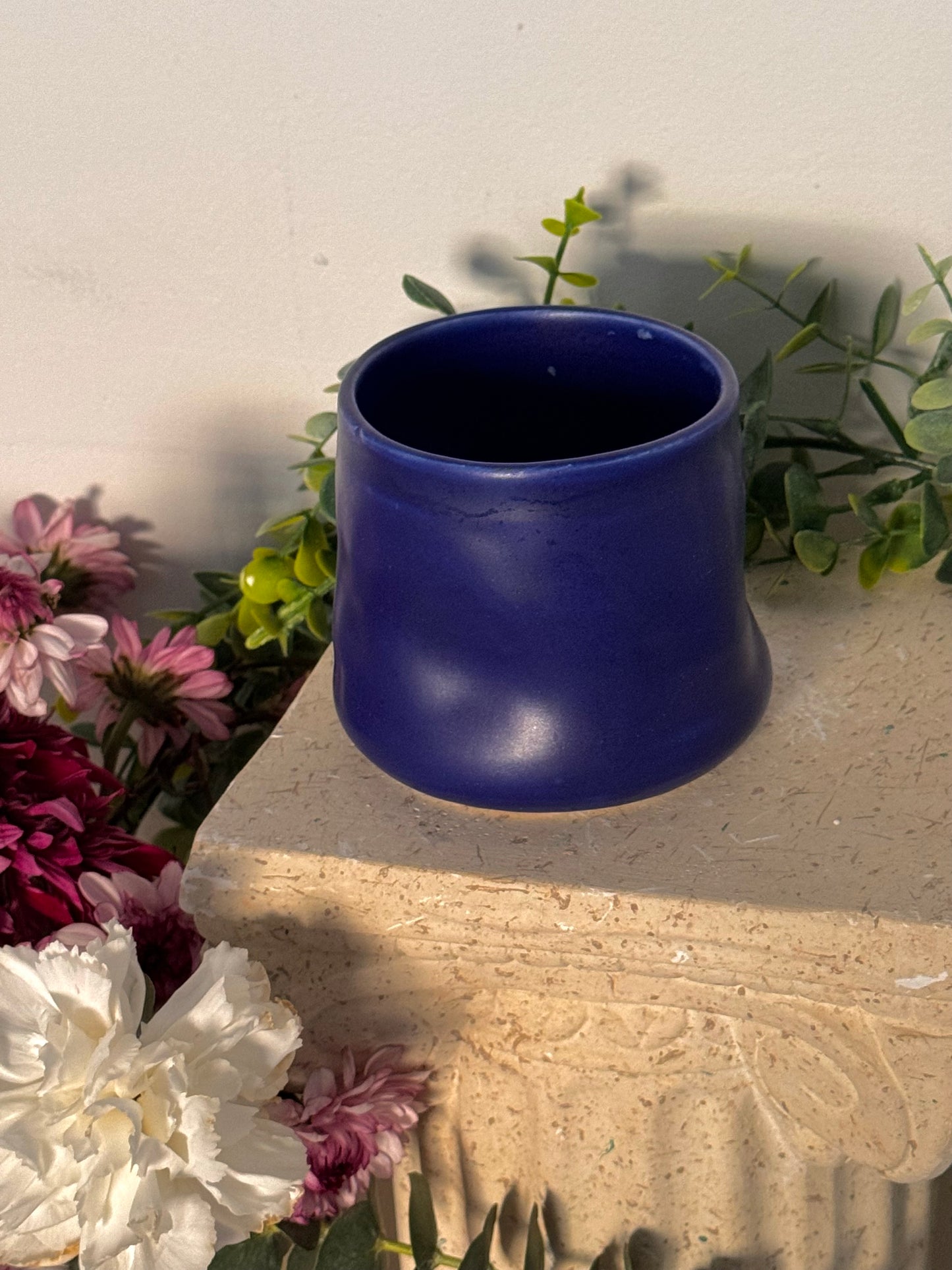 Irregular Satin Cobalt Blue Cup