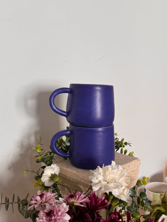 Satin Cobalt porcelain mugs